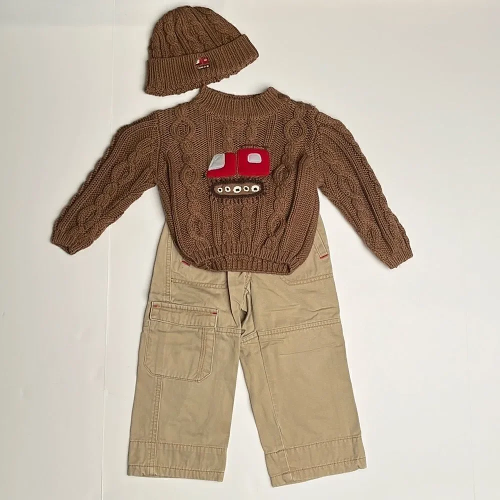 Gymboree Snow Plow 2005 Sweater, Matching Hat‎ & Pants 18-24 months